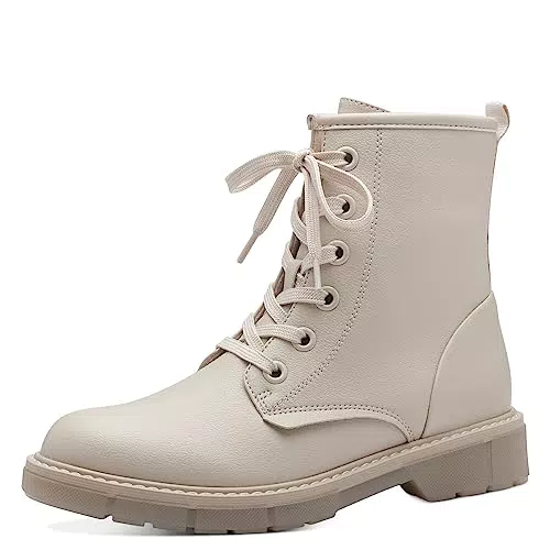 MARCO TOZZI Damen Stiefeletten zum Schnüren aus Kunstleder Flach