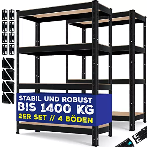 MASKO® Schwerlastregal mit verstellbaren Ablagen für Keller und Garage