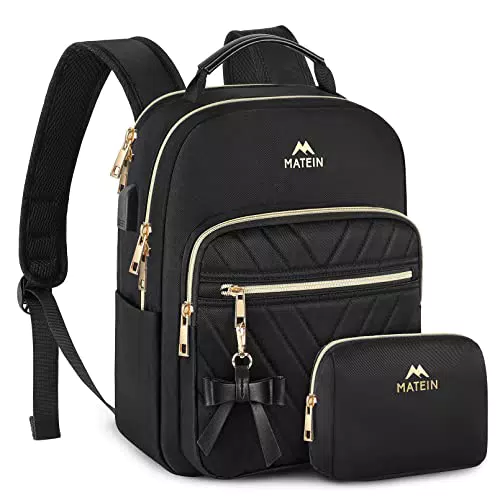 MATEIN Rucksack Damen, eleganter wasserdichter Cityrucksack mit USB Ladeanschluss