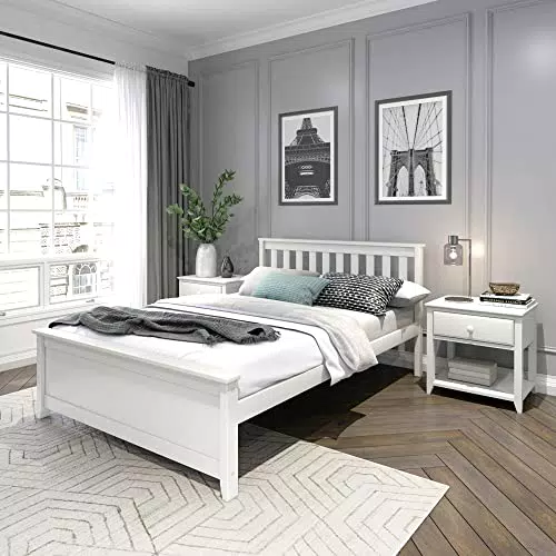 Maxwood Furniture Doppelbett aus neuseeländischem Kiefernholz mit Lattenrost