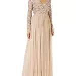Maya Deluxe Damen Maxi Kleid mit langen Ärmeln und V-Ausschnitt für Hochzeiten