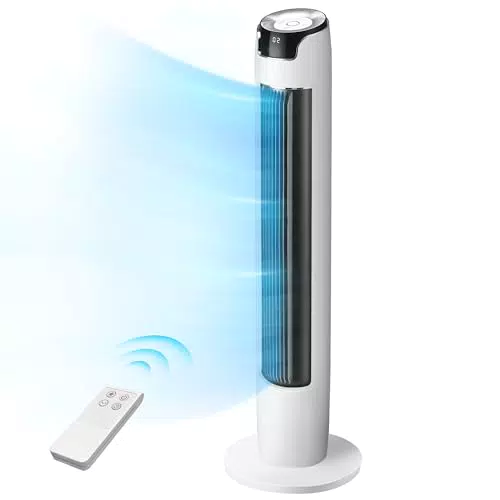 Midea Turmventilator mit Fernbedienung - Leise und mobil - Timer und 3 Geschwindigkeiten - Schwarz