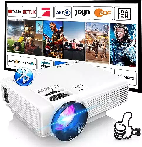 AKATUO Mini Beamer Full HD 1080P, tragbarer Projektor für Heimkino und Outdoor