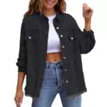 MTROTE Zerrissene Jeansjacke mit groben Kanten für Frauen – Casual Tops