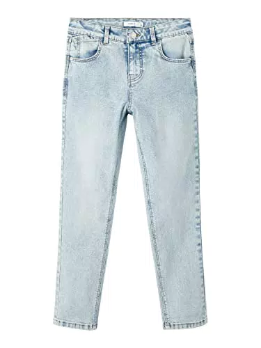 name it Mädchen Jeans NKFROSE HW MOM AN 4341-AU D, Hellblauer Denim