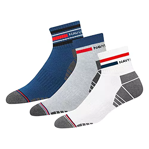 NAVYSPORT Sportsocken für Herren und Damen – Unisex Baumwolle Viertellänge