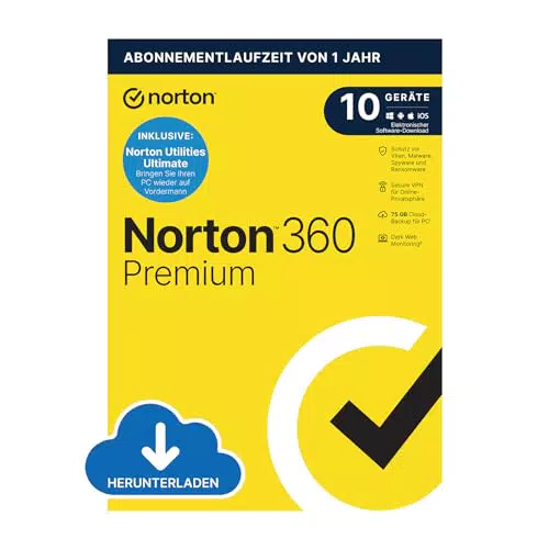 Norton 360 Premium 2024, 10 Geräte, Antivirus, Secure VPN
