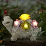 OKESYO Solar Gartenfigur Schildkröte mit Sukkulenten und Leuchten für den Garten