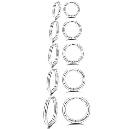 PABBEU Creolen Silber 925 Damen Ohrringe Hypoallergen für mehrere Piercings