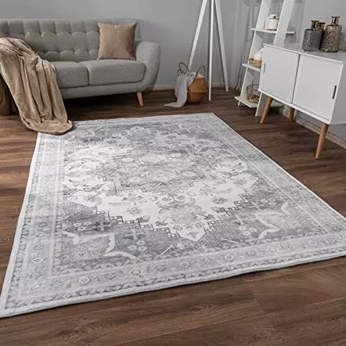 Paco Home Teppich Wohnzimmer Schlafzimmer Kurzflor rutschfest Weich Vintage Orientalisch Mandala Modern Bordüre Ornament