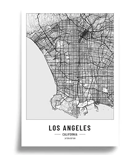 Los Angeles Stadtplan Poster | Minimalistische Wanddekoration für Zuhause