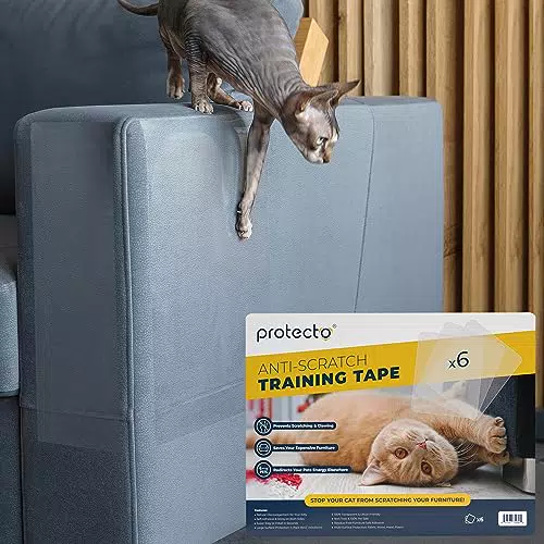 PROTECTO® Anti-Kratzfolie für Katzen – Selbstklebender Kratzschutz für Möbel und Teppiche