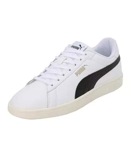 Puma Unisex Adults Puma Smash 3.0 L Sneakers, Puma White-Puma Black-Puma Gold-Frosted Ivory