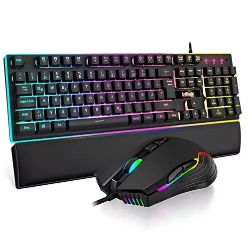 RedThunder K10 Gaming Tastatur und Maus Set mit RGB-Hintergrundbeleuchtung