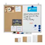 Relaxdays Kombitafel 2 in 1, Kork Pinnwand und Magnettafel mit Ablage