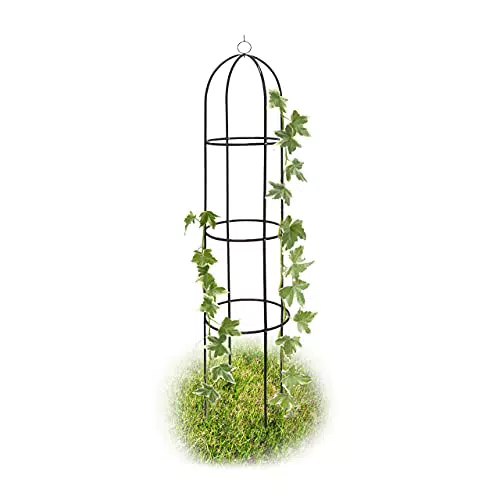 Relaxdays Rankobelisk aus beschichtetem Metall - Witterungsbeständige Rankhilfe für Garten