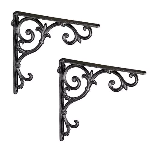 Regalhalterungen Gusseisen Barocke Ornamente - Set mit 2 Regalwinkeln