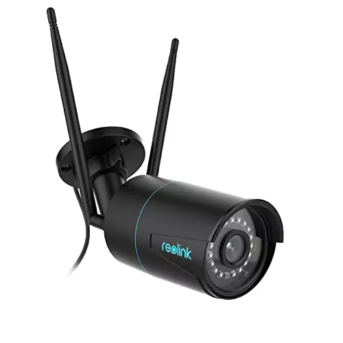 Reolink WLAN Überwachungskamera für den Außenbereich mit 5MP, WLAN 2,4GHz/5GHz, Personen- und Fahrzeugerkennung, IP66 wetterfest, Nachtsicht, Bewegungsmelder, SD-Kartenslot, Zeitraffer - Modell RLC-510WA.