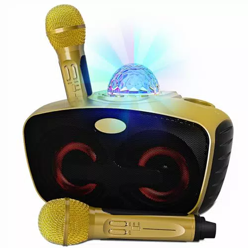 RUBEHOOW Karaoke Maschine mit drahtlosen Mikrofonen für Feiern und Gesangspraxis