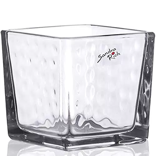 Sandra Rich Teelichthalter Windlicht Cube Rocky DOTS aus Glas 6x6 cm
