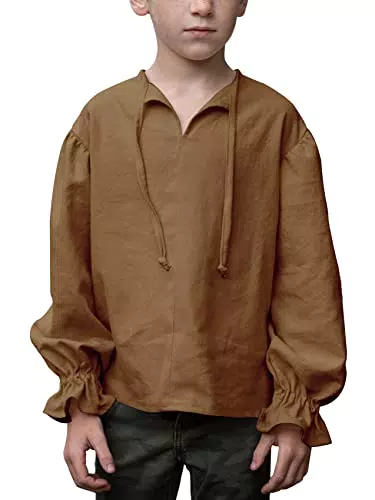 Saodimallsu Jungen Halloween Hemd V-Ausschnitt mit Kordelzug Piratenkostüm