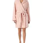Schiesser Damen Teddy Fleece Bademantel mit Kapuze, dunkelblau