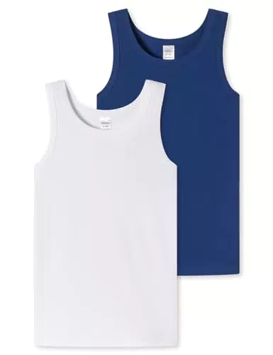 Schiesser Jungen 2 Pack Unterwäsche Unterhemd - 95/5 Organic Bio Baumwolle - Größe 140 Bis 176