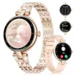 SIEMORL Smartwatch Damen mit Bluetooth, IP68 wasserdicht, Herzfrequenzmonitor, Fitnessuhr