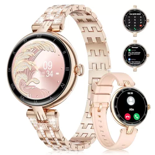 SIEMORL Smartwatch Damen mit Bluetooth, IP68 wasserdicht, Herzfrequenzmonitor, Fitnessuhr