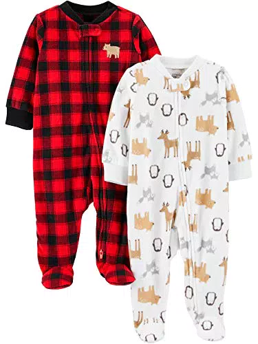 Simple Joys by Carter's Unisex Baby Schlafanzug aus Fleece mit Füßen