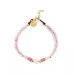 SINGULARU Amulett Rosequarz Armband 18Kt vergoldetes Stahlarmband Damenschmuck