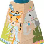 small foot Würfelpuzzle-Turm Jungle aus Holz, Stapelturm