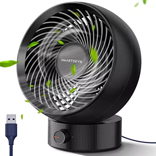 SMARTDEVIL Mini USB Ventilator – Leiser Tischventilator mit stufenloser Geschwindigkeit
