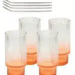 Smiths Mason Jars Set: Gerippte Gläser mit Strohhalm für Cocktails und Saft