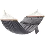 SONGMICS Hängematte für Outdoor, mit Holzstangen und Kissen, Modell GDC022G01