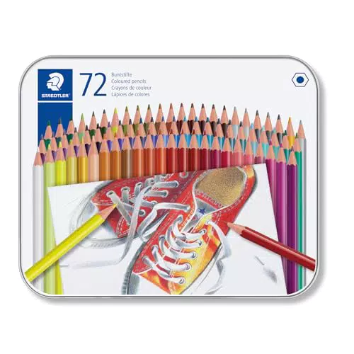 STAEDTLER Buntstifte Sechskantform im Metalletui, Spielzeugrichtlinie EN71