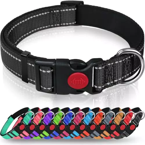 Taglory Hundehalsband, gepolstertes Neopren Nylon, verstellbar und reflektierend