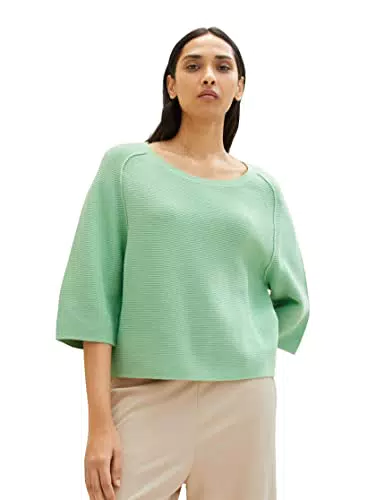 TOM TAILOR Damen 1035302 Basic Pullover, 31034 - Okra Green