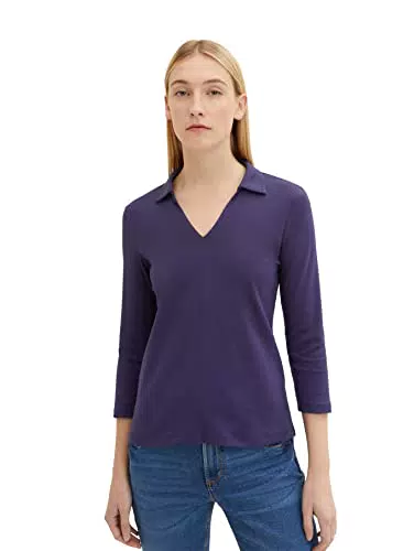 TOM TAILOR Damen T-Shirt mit Kragen, Modell 1035399