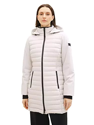 TOM TAILOR Damen Hybrid Steppmantel mit Kapuze, Modell 1037477