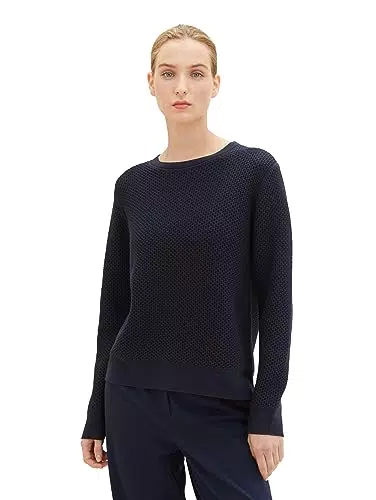 TOM TAILOR Damen Basic Strickpullover mit Struktur