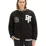 TOM TAILOR Denim Herren 1037489 Relaxed Fit College Bomberjacke mit Logo-Badge aus Frottee