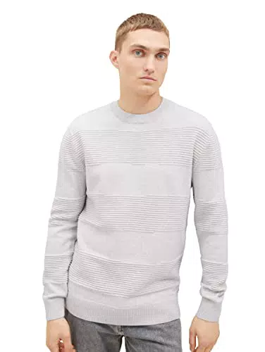 TOM TAILOR Denim Herren 1038260 Strickpullover mit Struktur aus Baumwolle
