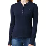 Tommy Hilfiger Damen Langarm Poloshirt Heritage Stretch
