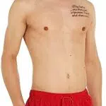 Tommy Hilfiger Herren Badehose mit Kordelzug, Rot