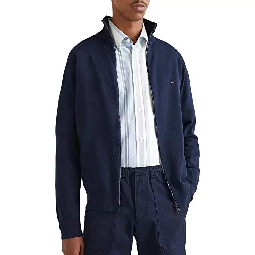 Tommy Hilfiger Herren Cardigan mit Reißverschluss, Blau