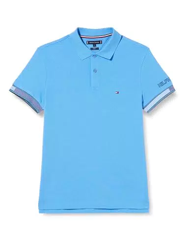 Tommy Hilfiger Herren Poloshirt Kurzarm Slim Fit, Blau
