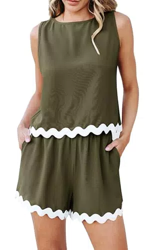 Toplop Damen Zweiteiler Set: Elegantes Loungewear Outfit mit Crop Tanktop und Hosen