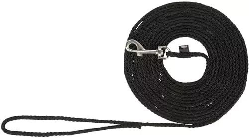 TRIXIE Schleppleine SM, 5 m ø 5 mm in schwarz - Lange Hundeleine für Training und Outdoor - für kleine bis mittelgroße Hunde - 19751