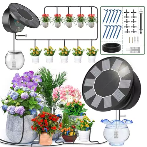 TRJZWA Solar Bewässerungssystem für Garten und Balkon mit 9 Programmen
